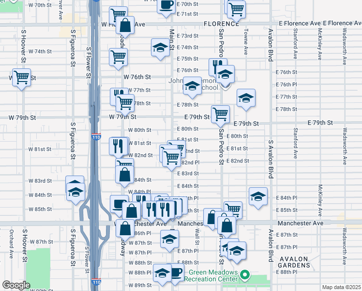 map of restaurants, bars, coffee shops, grocery stores, and more near in Los Angeles