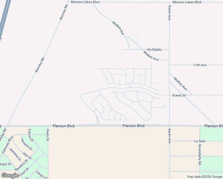 map of restaurants, bars, coffee shops, grocery stores, and more near Promenade Drive in Desert Hot Springs