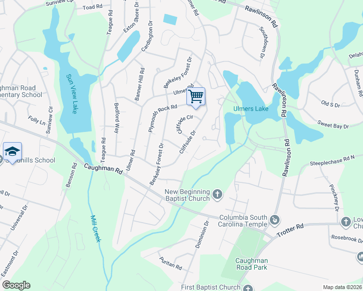 map of restaurants, bars, coffee shops, grocery stores, and more near 3013 Limerock Lane in Columbia