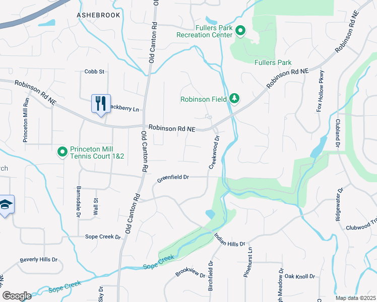 map of restaurants, bars, coffee shops, grocery stores, and more near 630 Gunpowder Lane in Marietta