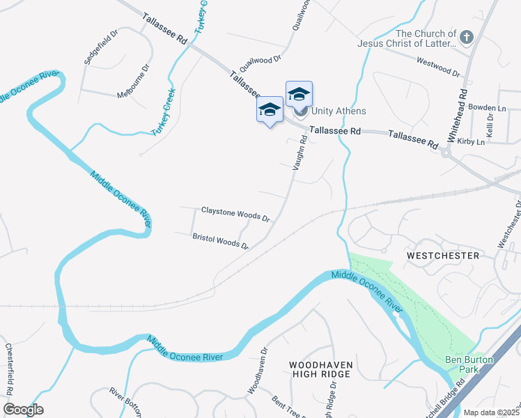 map of restaurants, bars, coffee shops, grocery stores, and more near 208 Claystone Woods Drive in Athens