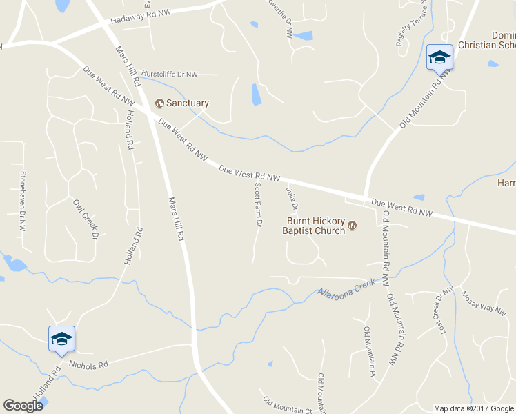 map of restaurants, bars, coffee shops, grocery stores, and more near 468 Scott Farm Drive in Powder Springs
