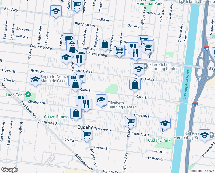 map of restaurants, bars, coffee shops, grocery stores, and more near 4805 Clara Street in Cudahy