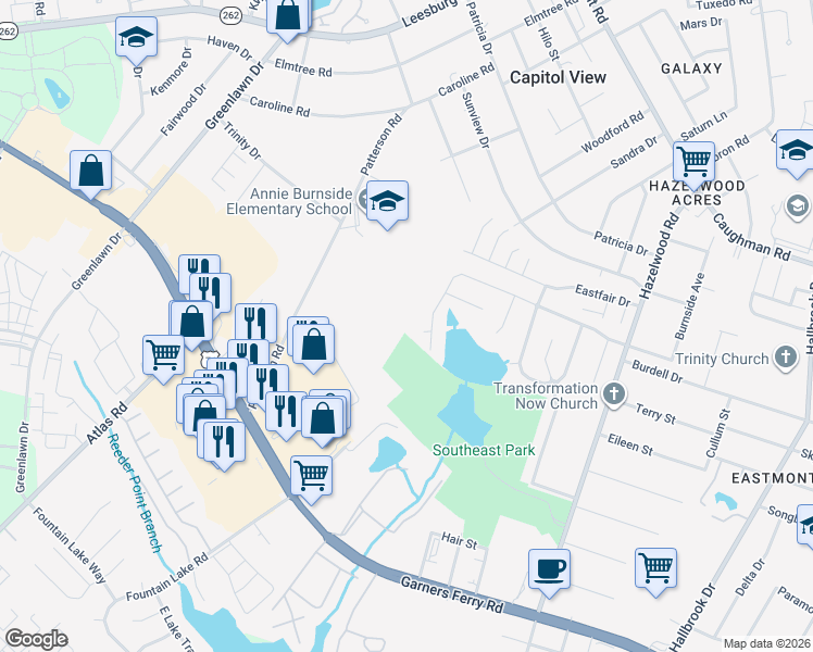 map of restaurants, bars, coffee shops, grocery stores, and more near in Columbia