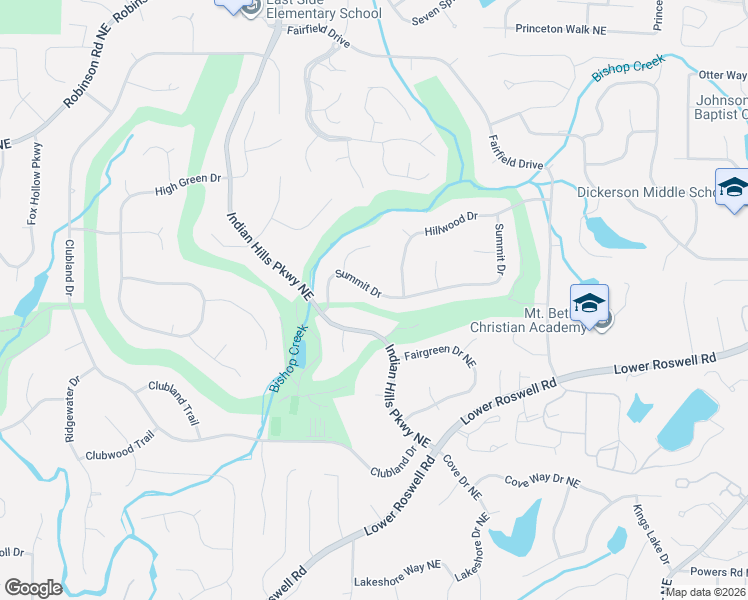 map of restaurants, bars, coffee shops, grocery stores, and more near 4070 Summit Drive in Marietta