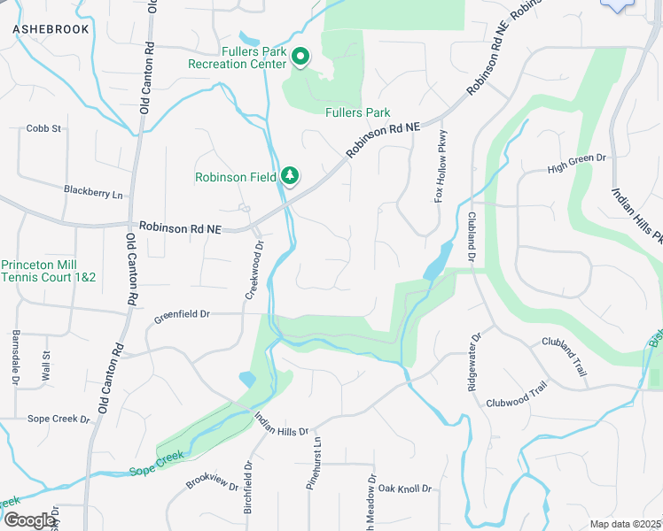 map of restaurants, bars, coffee shops, grocery stores, and more near 3346 Robinson Farms Court Northeast in Marietta