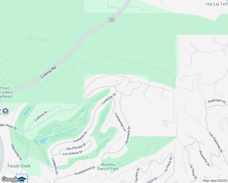 map of restaurants, bars, coffee shops, grocery stores, and more near 8205 Lindante Drive in Whittier