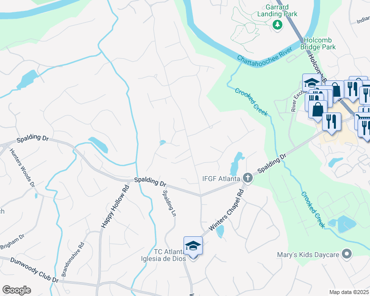 map of restaurants, bars, coffee shops, grocery stores, and more near 245 Summerhouse Lane in Atlanta