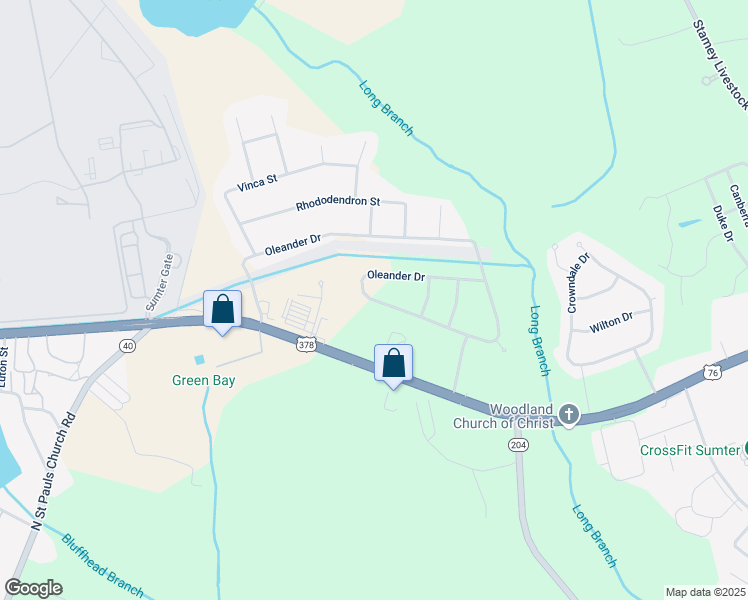 map of restaurants, bars, coffee shops, grocery stores, and more near Oleander Drive in Sumter