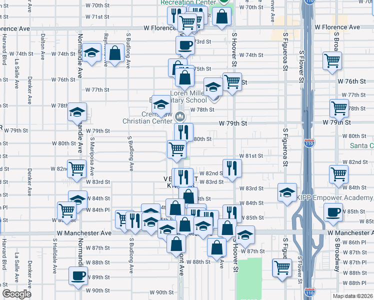 map of restaurants, bars, coffee shops, grocery stores, and more near in Los Angeles