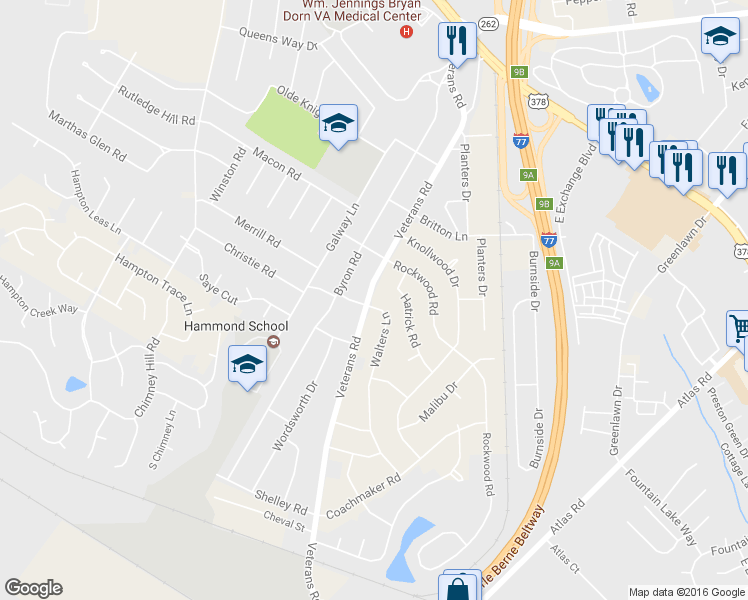 map of restaurants, bars, coffee shops, grocery stores, and more near 700 Walters Ln in Columbia