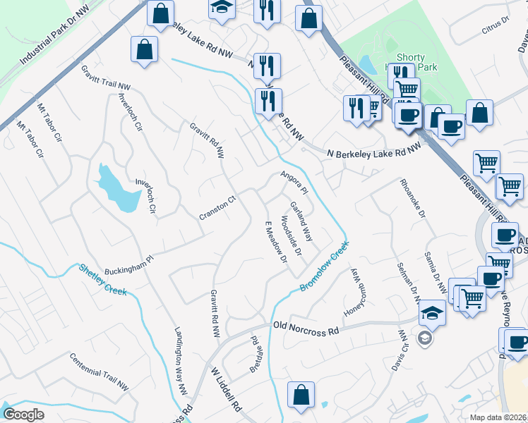 map of restaurants, bars, coffee shops, grocery stores, and more near 4310 East Meadow Drive in Duluth