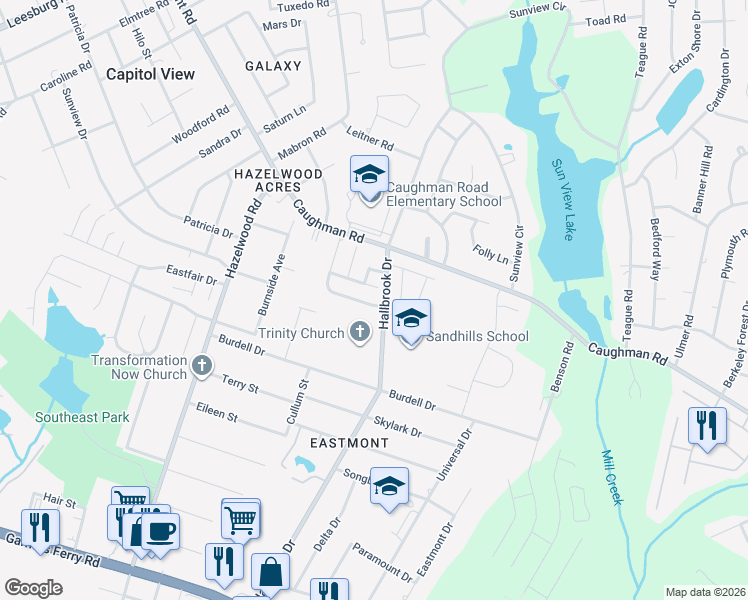map of restaurants, bars, coffee shops, grocery stores, and more near 116 Colonial Commons Lane in Columbia