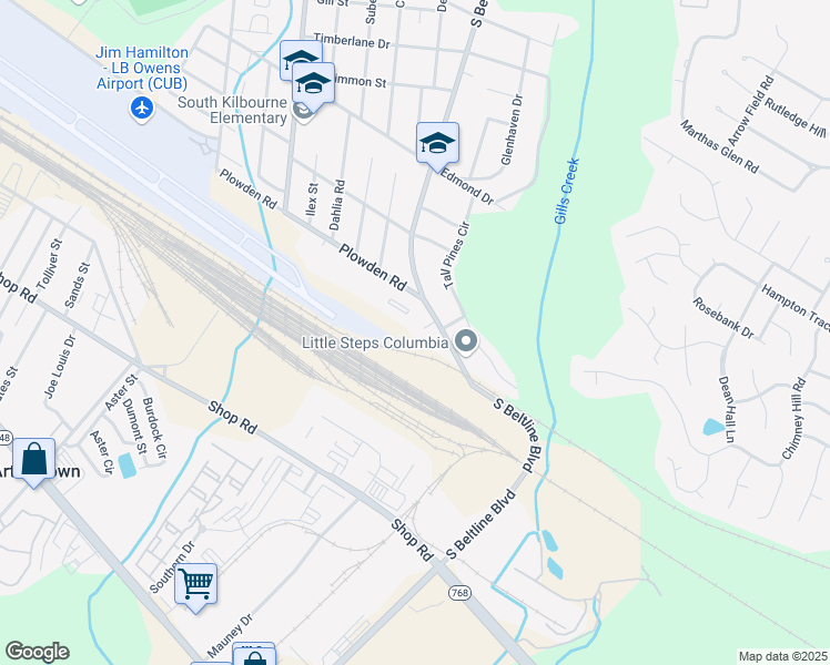 map of restaurants, bars, coffee shops, grocery stores, and more near 8 Loquat Court in Columbia