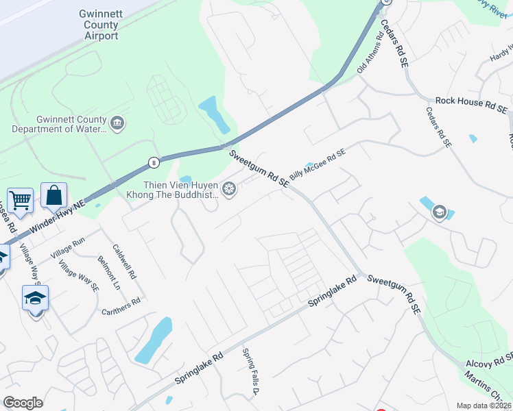 map of restaurants, bars, coffee shops, grocery stores, and more near 769 Lynnfield Drive Southeast in Lawrenceville