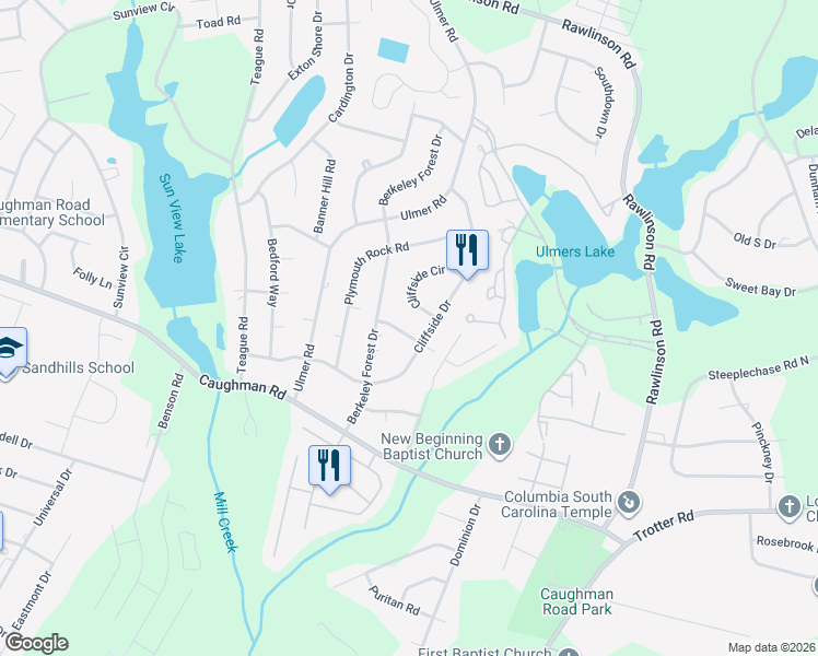 map of restaurants, bars, coffee shops, grocery stores, and more near 3013 Limerock Lane in Columbia