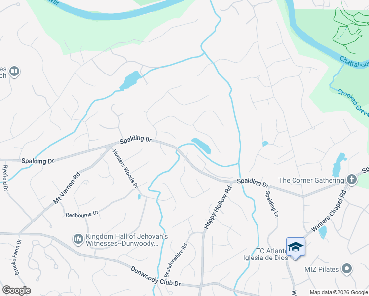 map of restaurants, bars, coffee shops, grocery stores, and more near 400 Ashdowne Way in Atlanta