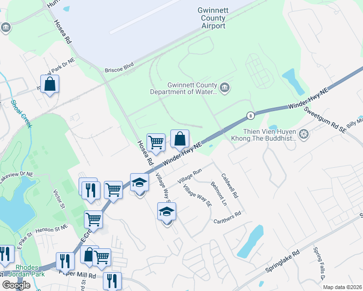 map of restaurants, bars, coffee shops, grocery stores, and more near 330 Timber Gate Court in Lawrenceville