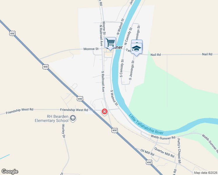 map of restaurants, bars, coffee shops, grocery stores, and more near 217 Walnut Street in Sumner