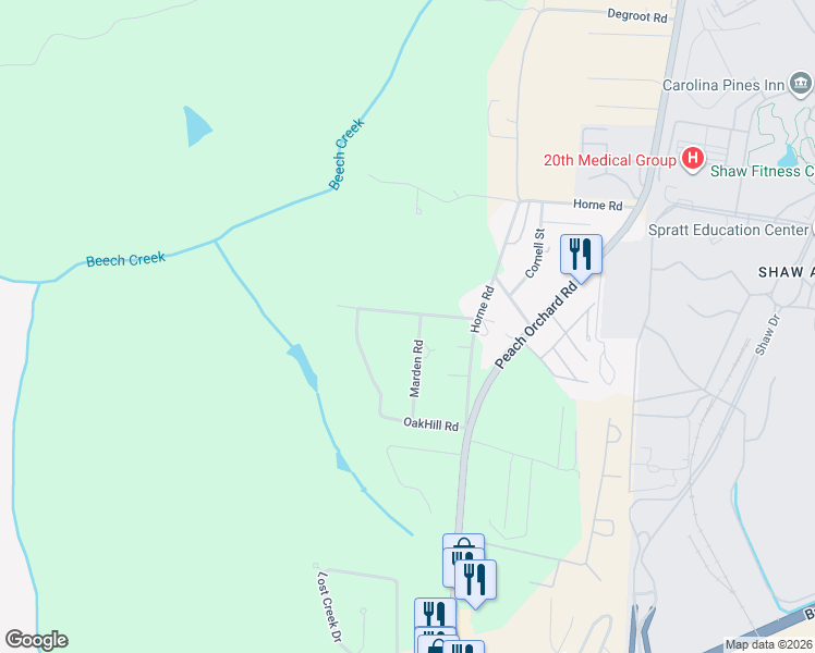 map of restaurants, bars, coffee shops, grocery stores, and more near 1730 Marden Road in Sumter