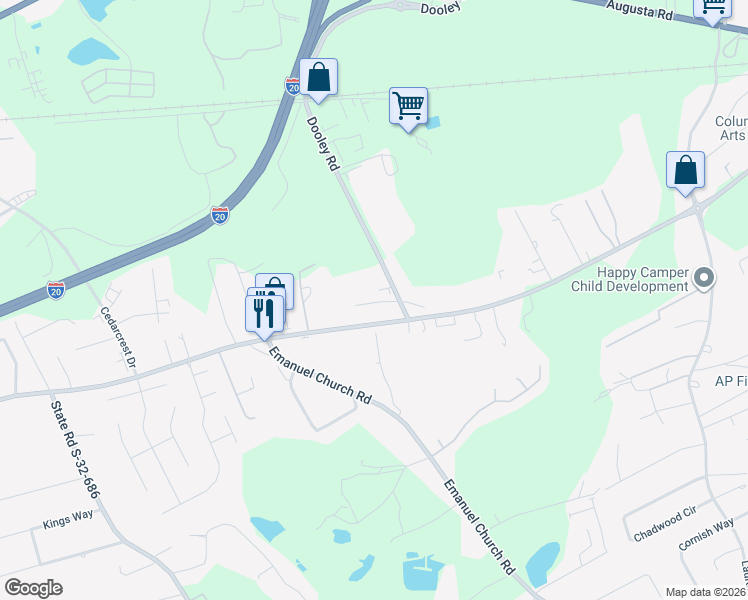 map of restaurants, bars, coffee shops, grocery stores, and more near 610-614 Two Notch Road in Lexington