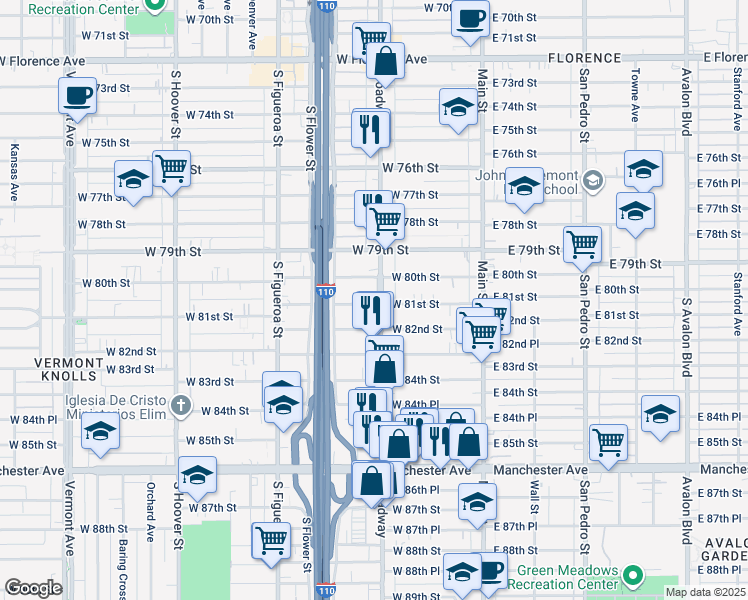 map of restaurants, bars, coffee shops, grocery stores, and more near in Los Angeles