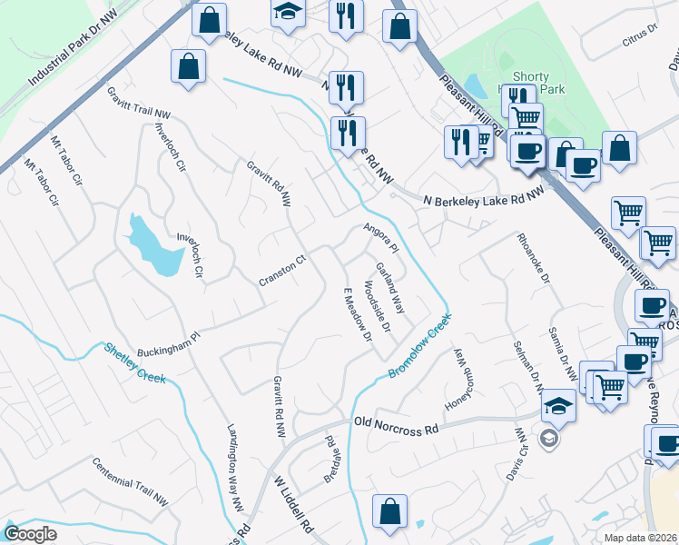 map of restaurants, bars, coffee shops, grocery stores, and more near 4310 East Meadow Drive in Duluth