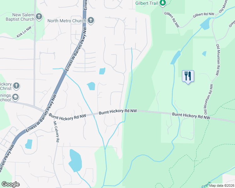map of restaurants, bars, coffee shops, grocery stores, and more near 1861 Leonidas Trail in Marietta