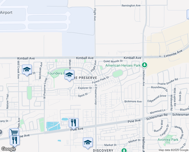 map of restaurants, bars, coffee shops, grocery stores, and more near 15833 East Preserve Loop in Chino