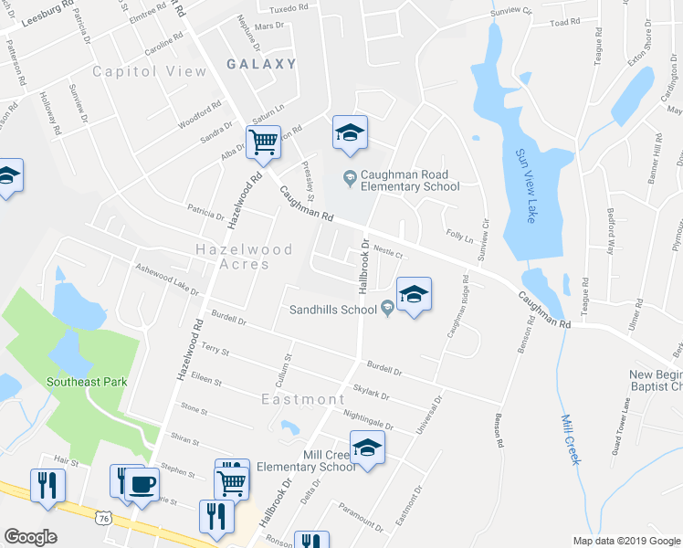 map of restaurants, bars, coffee shops, grocery stores, and more near 116 Colonial Commons Lane in Columbia