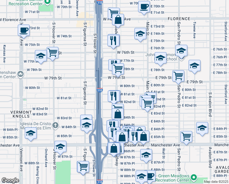 map of restaurants, bars, coffee shops, grocery stores, and more near in Los Angeles