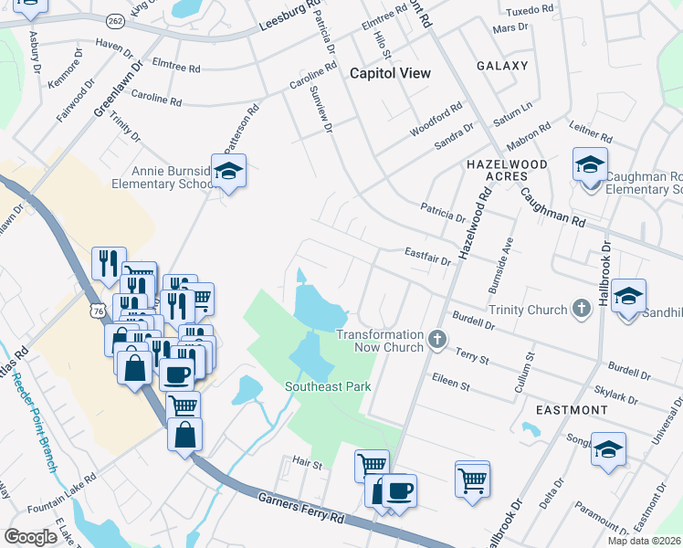 map of restaurants, bars, coffee shops, grocery stores, and more near 30 Willow Hurst Court in Columbia