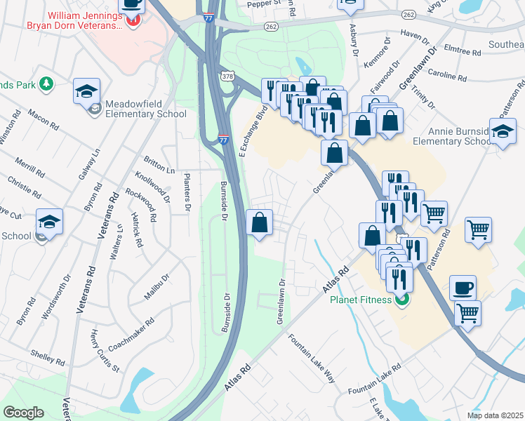 map of restaurants, bars, coffee shops, grocery stores, and more near 201 Hampton Forest Drive in Columbia