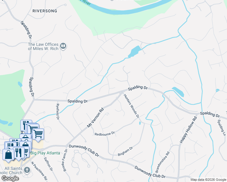 map of restaurants, bars, coffee shops, grocery stores, and more near 115 Belvedere Court in Atlanta