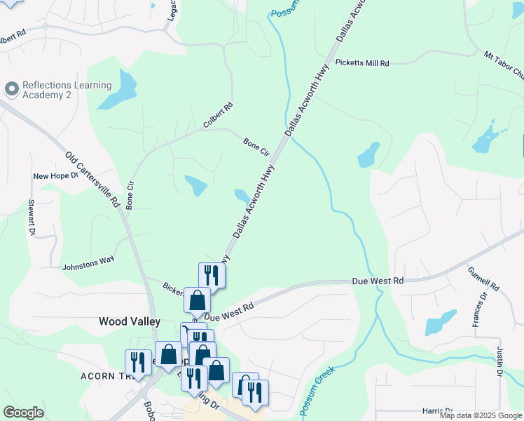 map of restaurants, bars, coffee shops, grocery stores, and more near 5166 Dallas Acworth Highway in Dallas