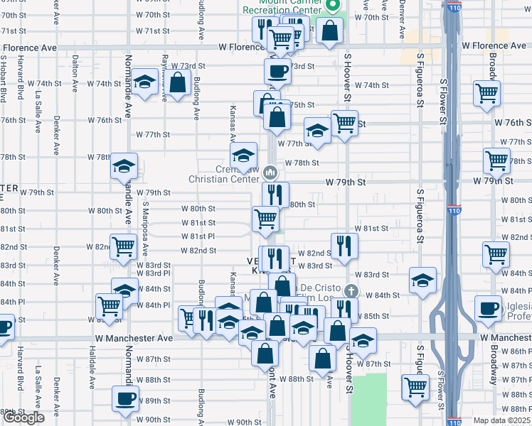 map of restaurants, bars, coffee shops, grocery stores, and more near in Los Angeles
