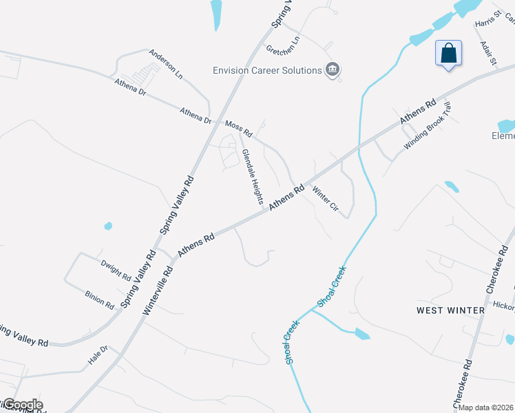 map of restaurants, bars, coffee shops, grocery stores, and more near 1310 Athens Road in Winterville