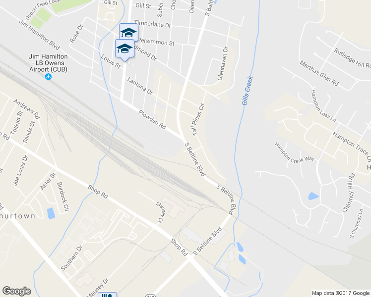 map of restaurants, bars, coffee shops, grocery stores, and more near 1649 South Beltline Boulevard in Columbia