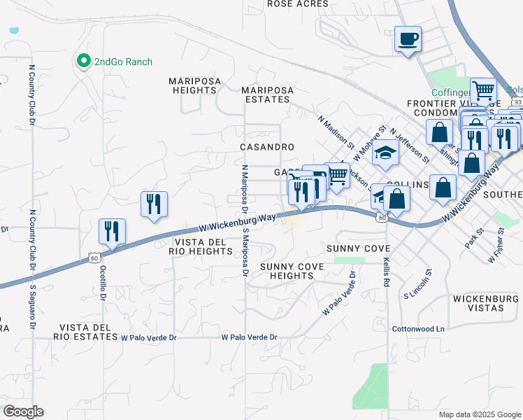 map of restaurants, bars, coffee shops, grocery stores, and more near 776 West Wickenburg Way in Wickenburg