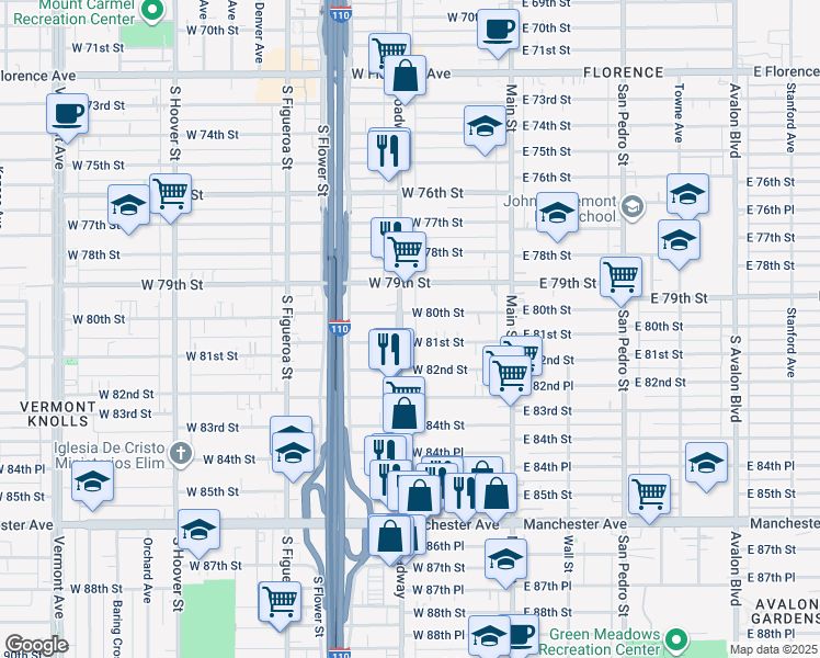 map of restaurants, bars, coffee shops, grocery stores, and more near in Los Angeles