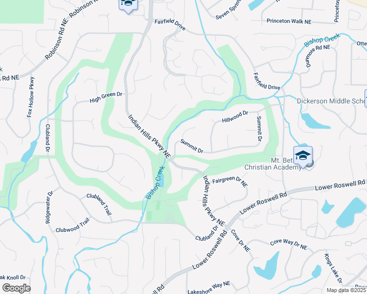 map of restaurants, bars, coffee shops, grocery stores, and more near 4040 Summit Drive in Marietta