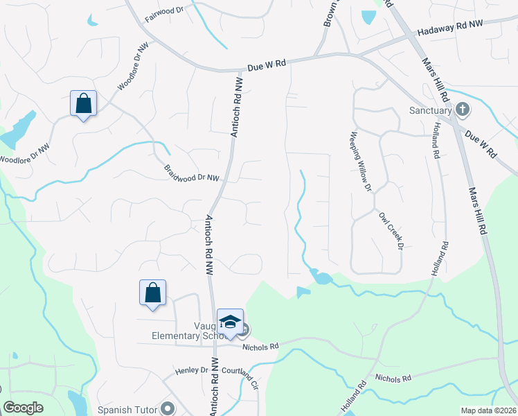 map of restaurants, bars, coffee shops, grocery stores, and more near 5873 Trellis Court in Powder Springs