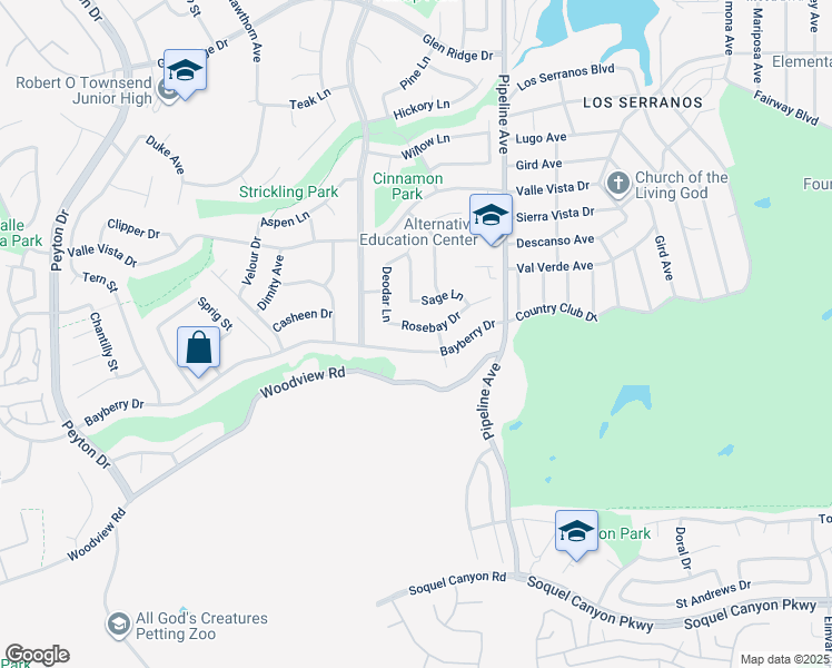 map of restaurants, bars, coffee shops, grocery stores, and more near 3941 Rosebay Drive in Chino Hills