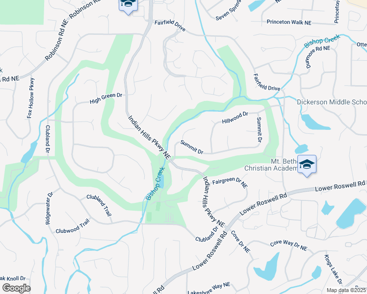map of restaurants, bars, coffee shops, grocery stores, and more near 4040 Summit Drive in Marietta