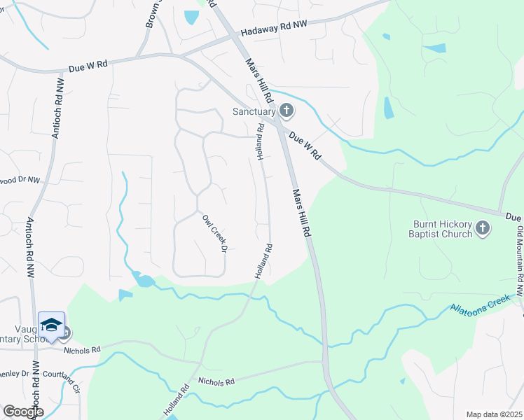 map of restaurants, bars, coffee shops, grocery stores, and more near 412 Holland Springs Drive Northwest in Powder Springs