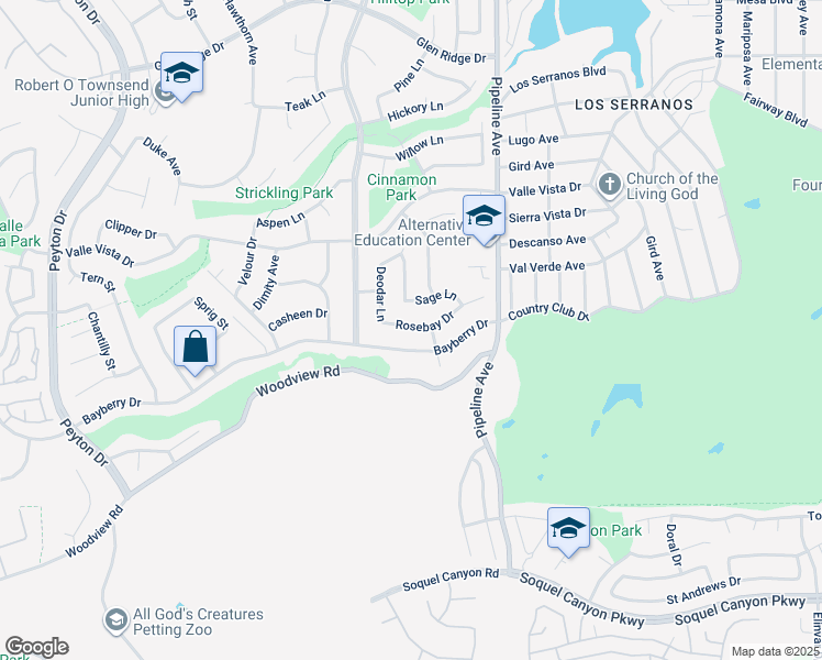 map of restaurants, bars, coffee shops, grocery stores, and more near 3941 Rosebay Drive in Chino Hills