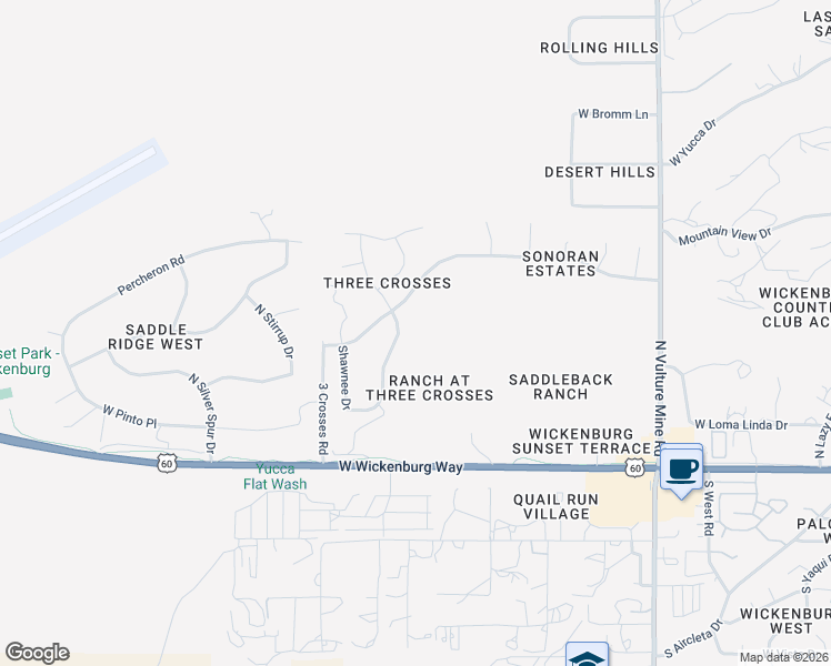 map of restaurants, bars, coffee shops, grocery stores, and more near 2375 West Highridge Road in Wickenburg
