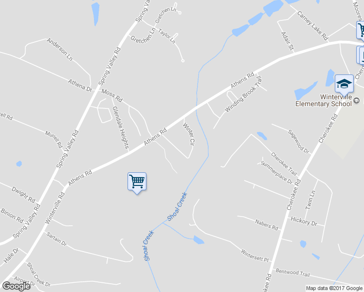 map of restaurants, bars, coffee shops, grocery stores, and more near 155 Winter Circle in Winterville