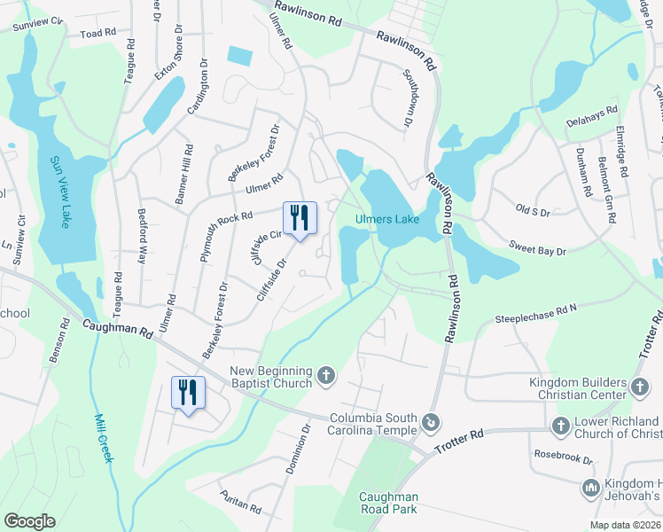 map of restaurants, bars, coffee shops, grocery stores, and more near 90 Ridge Lake Drive in Columbia