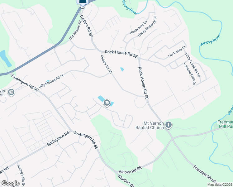 map of restaurants, bars, coffee shops, grocery stores, and more near 1280 Cedars Road in Lawrenceville